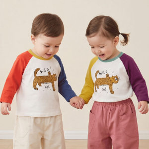 tinyclvb | Áo Thun Raglan Tay In Hình Hoạt Hình Cho Bé
