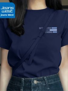 Jeanswest | Dark Navy Short Sleeve T-Shirt Women Pure Cotton Design