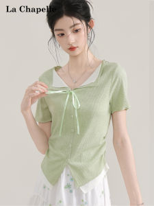 La Chapelle | Bow Collar Slimming T-Shirt