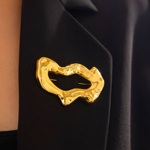 Ingemark | Ingemark Unique Simple Irregular Metal Hollow Brooches Women Trendy Suit Shirt Collar Lapel Pin Dress Accessories Couple Jewelry