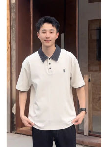 Áo Thun Nam Mùa Hè Mamba Cotton POLO Thêu Tay Ngắn Giả Hai Mảnh Phong Cách Đường Phố Mỹ Thời Trang Nam