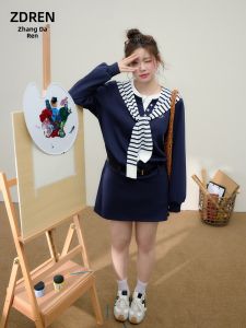 ZHANGDAREN | Đầm Poncho Sọc Dành Cho Người Béo Giúp Gầy Và Trẻ Hóa