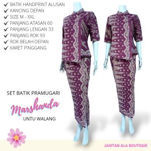 SET PRAMUGARI MARSHANDA UNTU WALANG GAYUH RAHAYU BATIK - Set Kebaya Full Batik Solo Setelan Seragam Spa Salon Hotel Seragam Kebaya Pernikahan Kondangan Among Tamu Baju Imlek Cina