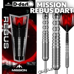MISSION STEEL TIP DART - 21G M2 REBUS FRONT REAR GRIP 90% Tungsten Steel Darts (ARROW DART)