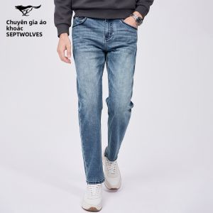 SEPTWOLVES | Quần Jeans Denim Đã Rửa Co Giãn Thoải Mái Chống Xước