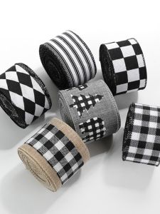 Hong Kong Heng Christmas Black and White Stripe Braid Christmas Tree Decorative Colored Ribbon Textile Ribbon Silk Ribbon Gift Packing Tape