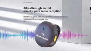 kebidumei | KEBIDUMEI 2.4G Wireless Lavalier Microphone Mini Noise Reduction Microphone Video Recording Mic for Phone Vlog Live Streaming