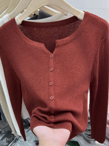 Slim Fit Long Sleeve Knitted Open Cardigan Womens Short Style Versatile Thin Fashionable Small Shirt Brand Discount Early Spring New Arrival