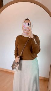 Syaquila FashionStore Atasan Wanita Blouse Inara Knit Kancing Lengan Premium