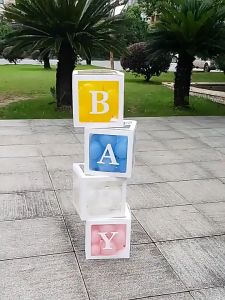 Kotak Balon Transparan Ukuran 25*25 cm Tanpa Huruf Box Pink Kotak Balon Box untuk Dekorasi Pesta Ulang Tahun DIY Baby Box Decoration Anniversary Baby Shower