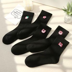 Black White Sports Socks for Women Student Style All-Match Spring Summer Autumn Cute Japanese Trend Short Tube Socks
