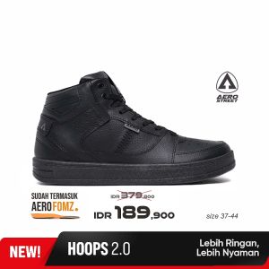 Aerostreet Hoops High 2.0 All Black - Sepatu Sneaker Casual