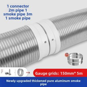 「China Plug」MONLEYTA | German Kitchen Ventilation Pipe Pure Aluminum Thickened Exhaust Ducting Soft Vent Tube Hard Pipe Accessory For Range Hood