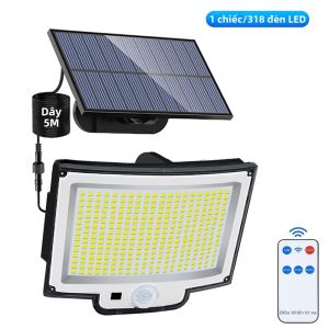 NEWSTYLE | Đèn Năng Lượng Mặt Trời An Ninh 318LED Ngoài Trời Chống Nước IP65 Cảm Biến Chuyển Động Tự Động Bật Tắt Khi Trời Tối - Sáng 3 Chế Độ Đèn Pha Năng Lượng Mặt Trời Cho Lối Đi Hàng Rào