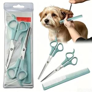 Pet Beauty 3 in 1 Scissors Comb Tool Set Hairdressing Clippers Professional Grooming Kit for Dogs And Cats