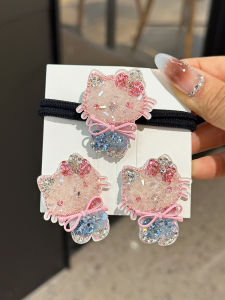 Heavy Duty Pink Crystal KT Cat Hair Clip & Cute Girl Heart Fringe Hair Edge Duckbill Clip: Korean Style Women Hair Accessories