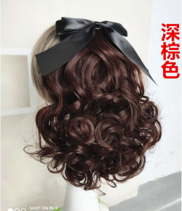 ปมผีเสื้อแฟชั่นใหม่ ปลอมผม ปลอกผม ปลอมผมสั้นคลื่นเล็ก ทรงพันธุ์ลูกแพร์ สำหรับผู้หญิง ชุดผมปลอม ชุดผมปลอม ชุดผมปลอม