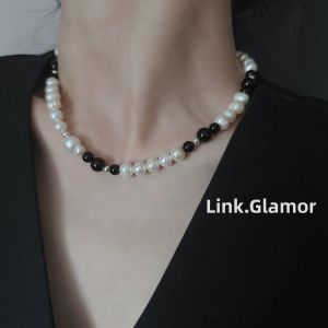 Designer Original Natural Baroque Pearl Black Agate Luxury High End Womens INS Necklace Elegant Simple Fashion Jewelry