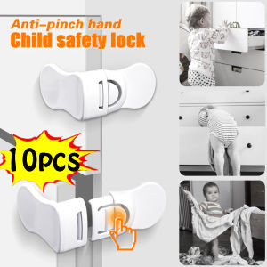 10pcs Safe Infant Drawer Lock - Baby Security ABS Plastic Punch-free Storage Cabinet Door Lock - Refrigerator Door Lock Anti-Pinch Hand Door Lock - Anti-Pinch Hand Sliding Door Closet Cabinet