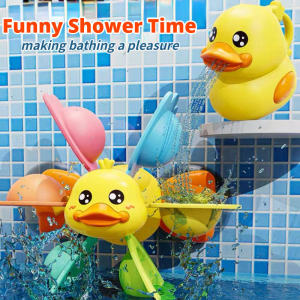 Baby Bath Toys: Rotating Water Wheels & Funny Yellow Ducks