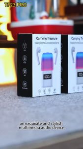 ใหม่กล่อง TF23 2in1 TWS หูฟังลำโพงบลูทูธที่มีบรรยากาศสีไฟ LED ระดับแบตเตอรี่หน้าจอแสดงผลเครื่องเล่นเพลง