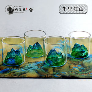 Thousand-Li Landscape Glass Tea Cup Hand-Blown Borosilicate 200ml Master Cup Special High-Grade Tea Small Teacup