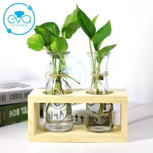 Giá Đỡ Bằng Gỗ 2 Ngăn Để Lọ Thuỷ Tinh Trang Trí Để Bàn / Kệ Gỗ Đựng Lọ Cắm Hoa 2 cell