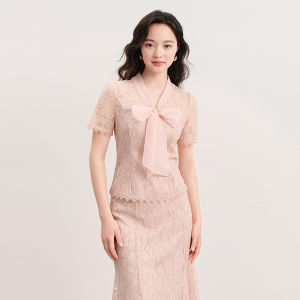Koradior | Graceful Lace Short Sleeve Womens Shirt