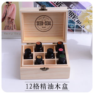 Carved Cedar Essential Oil Box 12 Grids Storage Display Box Aromatic Display Case for Home Organization Cosmetic Storage