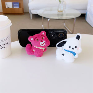 Zeallion Cute Cartoon Fur Plush Koala Phone Grip Tok Korean Lovely Furry Bear Doll Phone Holder Lazy Bracket Clear Stand