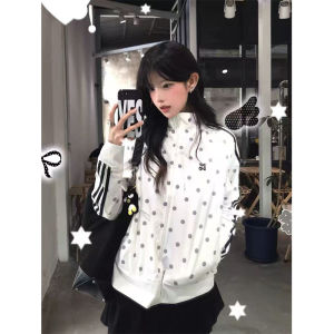 Vintage Polka Dot Stripe Spliced Sun Protection Jacket
