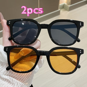 2Pcs Womens Fashion Square Glasses Trendy for Party Looks and Daily Outfit Matching.