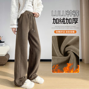 Womens Fleece Lined Wide Leg Pants Casual Thin Straight Cut Sports Sweatpants Thickened Autumn Winter New Arrival