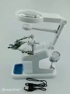 ไทย 10 ดิฉันเชื่อมพร้อม แว่นขยายบัดกรีคลิปไฟ LED สีดำ - สระตัวผ่อน