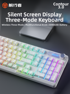 EWEADN | Ergonomic Wireless Silent Gaming Keyboard with Mechanical Feel and Triple-Mode Connection