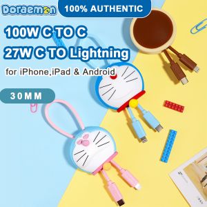 (30MM/27W/100W)100% Authentic Doraemon PD Cable Fast Charging for iPhone & Android Type-C to Type-C to Lightning Charging Cable for iPhone15/16/17 iPad Quick Charge RCB0869 RCB0870