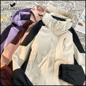FUGUINIAO Mens Outdoor Activity Jacket Spring and Autumn Windproof and Waterproof Jacket Mountaineering Color Matching Design