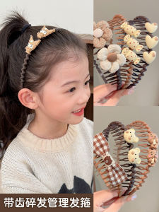 New 2025 Childrens Milk Coffee Hairband Little Girl Cute Flower Hair Clip Headwear Girls Pressed Hair Non-Choking Headband