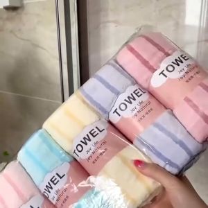 Lazzysissy 1PC Super Soft Microfiber Hand Towel Water Absorbent Stripe Coral Grid Wave Design 35*75cm Hand Towel