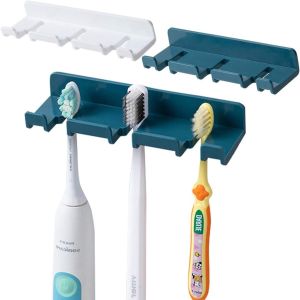 3-in-1 Plug Toothbrush Hanger Punch-Free Strong Paste Hook Wall-Mounted Toothbrush Hanger Bathroom Toilet Sticky Hook