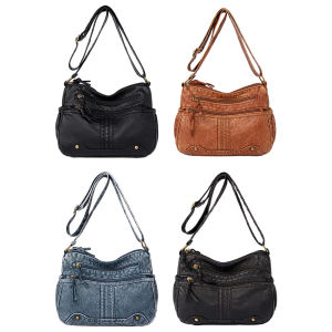 ผู้หญิงลำลองกระเป๋าขนาดใหญ่ความจุCrossbody PUกระเป๋าปรับสายรัดซิปVINTAGE Multi-PocketsหญิงToteกระเป๋า