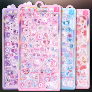 3D Relief Stickers Girls Cartoon Animal Diamond Decorative Mobile Phone Case Crystal Drop Glue Diamond Shell for Children