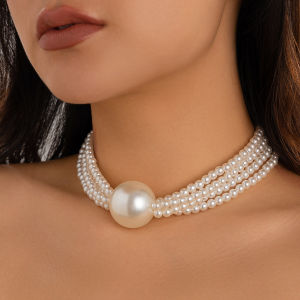 Ingemark | Ingemark Gothic CCB Imitation Pearl Chain Necklace for Women 2024 Trend Vintage Big Ball Pendant Choker Grunge Jewelry Steampunk