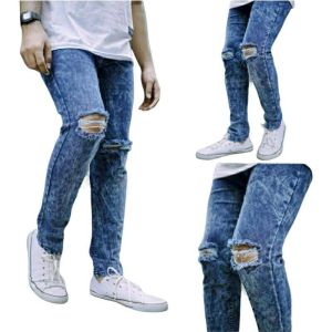 celana jeans pria sobek lutut - ripped jeans pria