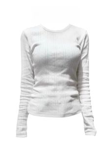 Áo Thun Nữ Tay Dài Cổ Tròn Họa Tiết Hoa Thanh Lịch Giảm Tuổi Tác Phong Cách Hàn Quốc Thiết Kế Khoét Lỗ Mặc Trong Mùa Xuân Thu