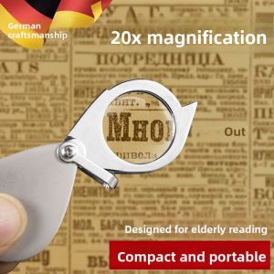 MONLEYTA | Portable Foldable 30x Magnifying Glass High Definition Reading Lens Mini Metal Keychain Senior Citizen High Power 1000x Magnifier