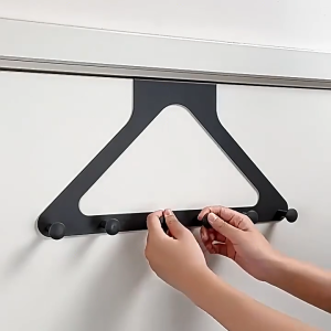 Stable Triangle Door Hook with 6 Hooks Reusable Door Back Clothes Hook Rustproof Wear-resistant Door Hanger Hook Wardrobe