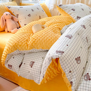 Yuzhaolin | Cotton Milky Velvet Quilted Duvet Cover Set for Children