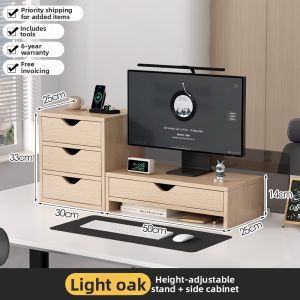 Wooden Desktop Drawer Organizer Elevated Storage Shelf