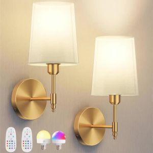 Wireless Rechargeable Battery-Powered Wall Light with 4000 Mah Dimmable Detachable Bulb and Remote Control 15-Color Wireless Wall Lamp Suitable for Bedroom Living Room Hallway Decoration